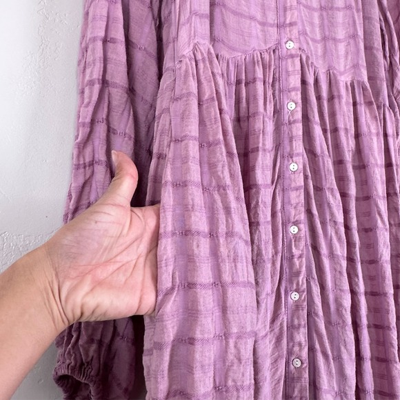 Free People Edie Dress Women XS Boho Cottage Romantic Oversized Button Gauzy - Picture 6 of 10